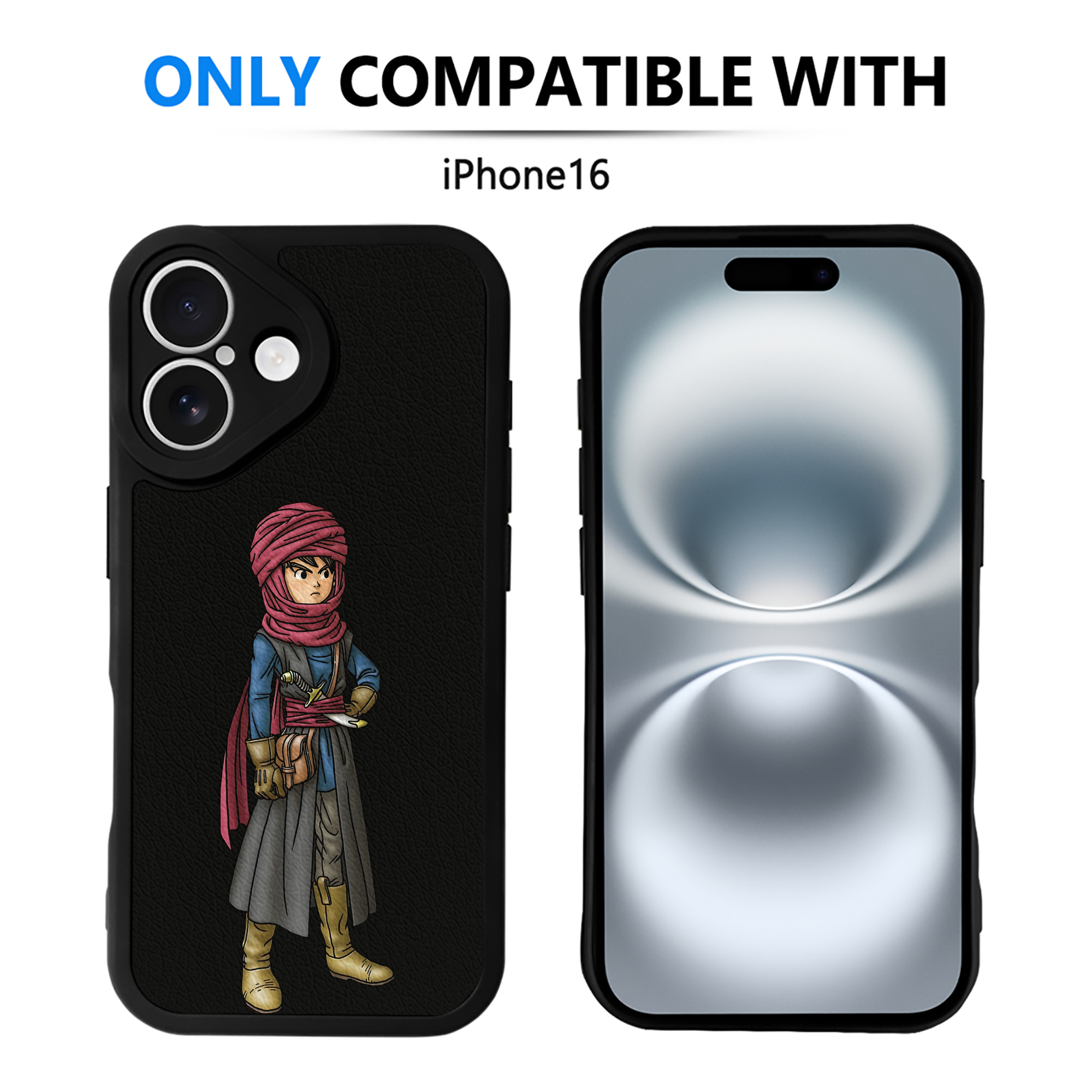 （画像用） ドラゴンクエスト Doragon Kuesuto Dragon Quest 【iPhone 16シリーズ対応】シリコンスマホケース（レザー調） 材質：シリコン